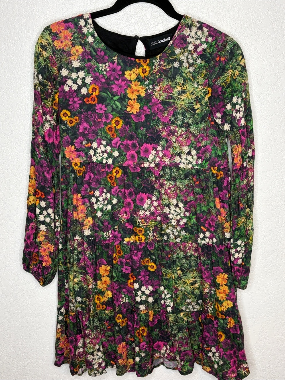 Desigual Multi Color Floral Wild Flowers Tiered Dress Size 13/14 Kids Boho